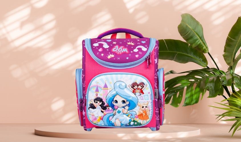 Balo chống gù cho bé Đóm dịu dàng E-BL10003 hồng - tím