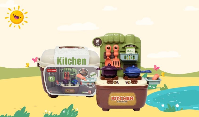 Bộ đồ chơi vali kéo nhà bếp VBCare VBC-17Q05 (19 chi tiết)