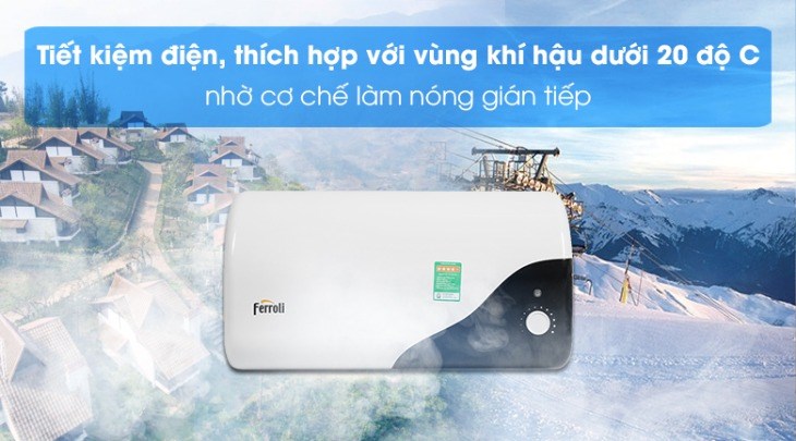 Máy nước nóng gián tiếp Ferroli 30 lít 2500W MIDO-DE tiết kiệm điện với hệ thống làm nước nóng gián tiếp