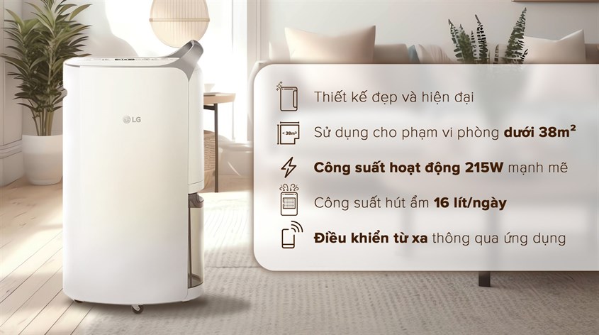Máy hút ẩm LG Dual Inverter 16L MD16GQSE0.ABAE 