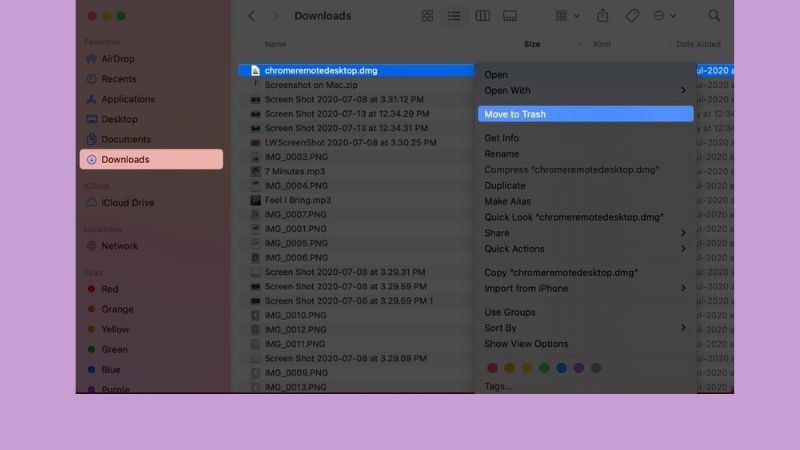 Mở Finder > Dowloads nhấp v&agrave;o 'Size' để x&aacute;c định c&aacute;c tệp lớn nhanh ch&oacute;ng