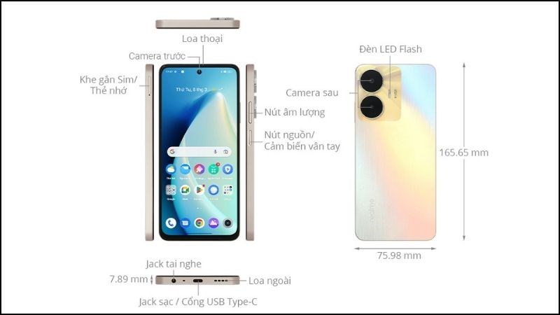 Thiết kế của điện thoại realme C55 Thiết kế của điện thoại realme C55