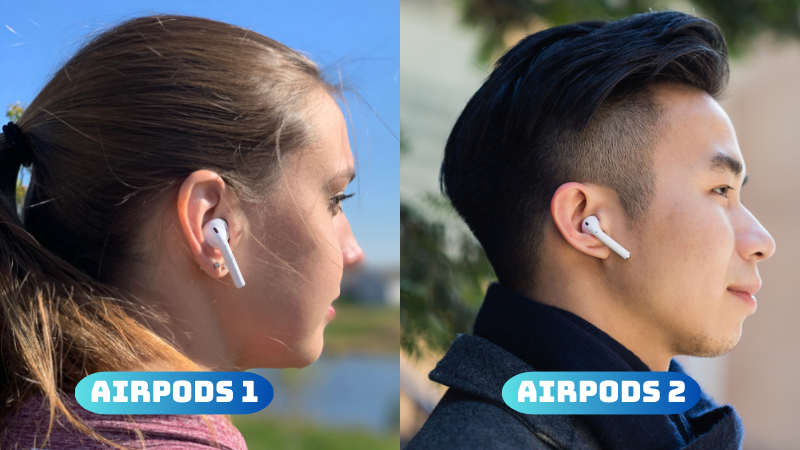 Airpods 1 và Airpods 2 đều có thiết kế hộp sạc nhỏ gọn