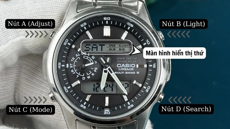 Các bước chỉnh ngày đồng hồ Casio Lineage