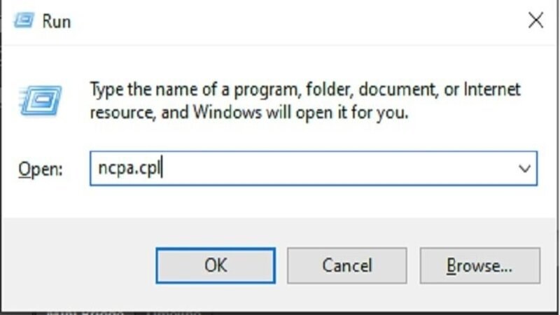 Nhập mệnh lệnh ncpa.cpl nhằm ngỏ Network Connections