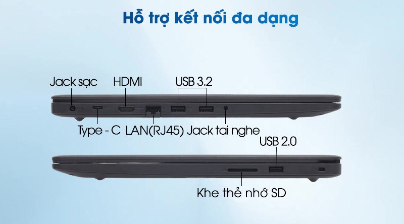 Laptop Dell Vostro 3500 cũng được trang bị c&aacute;c cổng kết nối hiện đại 