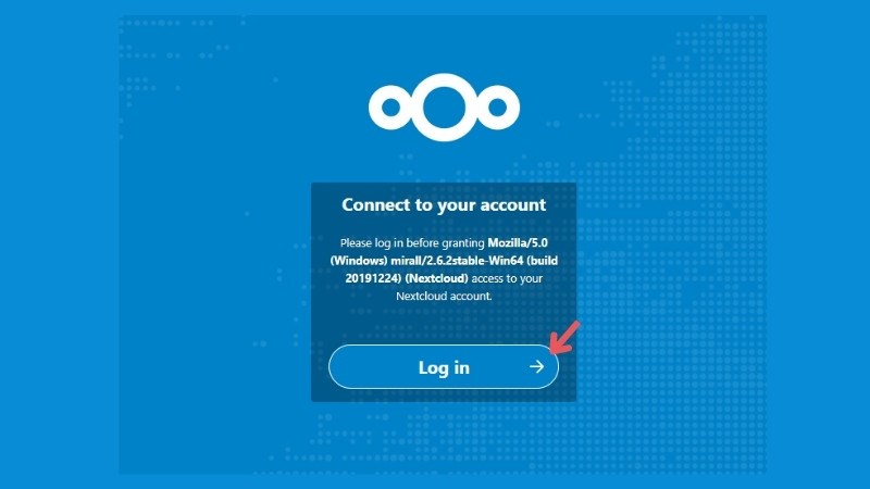 Khi giao diện Connect to your account hiện l&ecirc;n > chọn Log in
