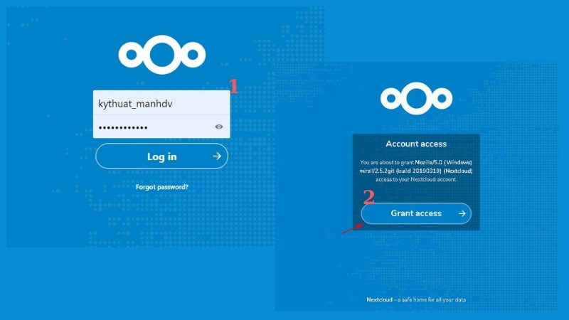 Nhập t&ecirc;n v&agrave; password > chọn Login > Chọn Grant Access