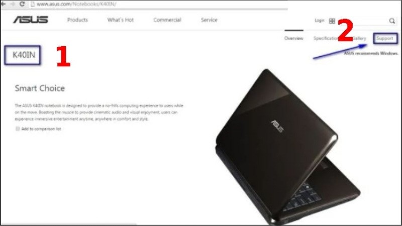 Chọn t&ecirc;n laptop > chọn Support 