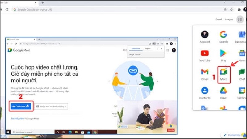 Mở ứng dụng > tạo một ph&ograve;ng họp mới