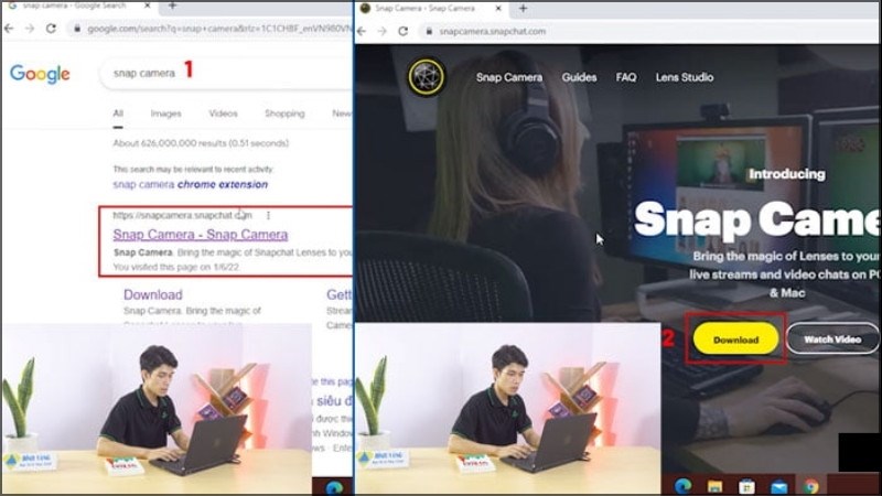Search t&igrave;m từ kh&oacute;a &ldquo;Snap Camera&rdquo; tr&ecirc;n Google