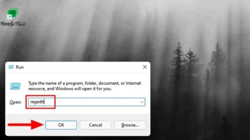 Sử dụng ph&iacute;m tắt Windows + R để mở cửa sổ Registry Editor
