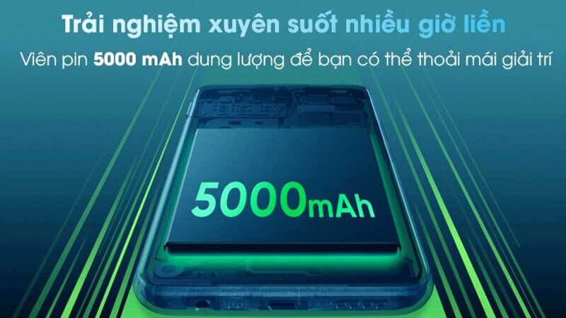 Vi&ecirc;n pin lớn 5000 mAh cho cả ng&agrave;y trải nghiệm thoải m&aacute;i
