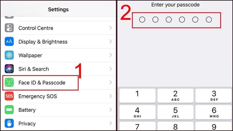 Nhấn vào Settings > Chọn Face ID & Passcode