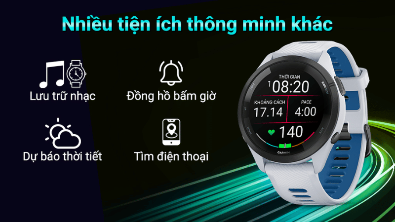 Đồng hồ Garmin Forerunner 265 Music được đ&aacute;nh gi&aacute; cao về tiện &iacute;ch th&ocirc;ng minh
