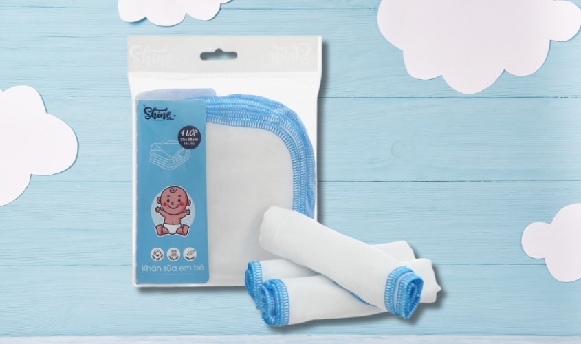 Set 10 cái khăn sữa cotton SHINE KS-16 4 lớp 25x28 cm - Màu trắng