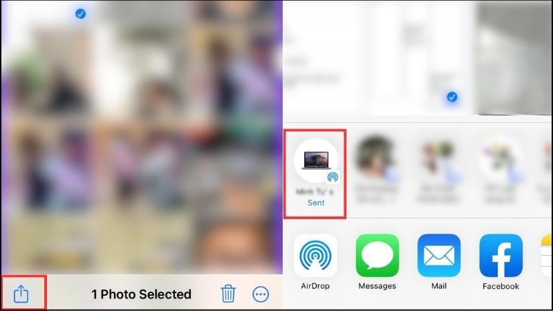 Thực hiện thao t&aacute;c Airdrop từ iPhone sang Macbook
