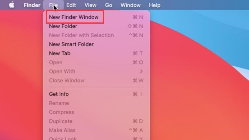 Chọn File > New Finder Window