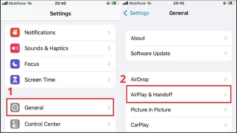 Nhấn v&agrave;o biểu tượng bật Handoff để bật t&iacute;nh năng