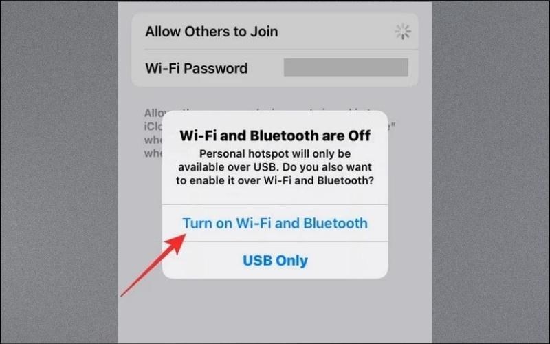 Chọn Turn on Wifi and Bluetooth