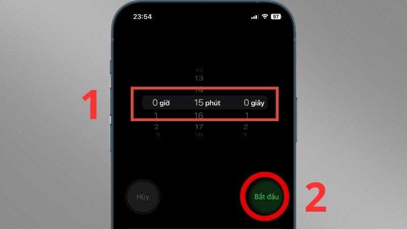 Thiết lập thời gian đếm ngược mà bạn muốn > Bấm chọn Bắt đầu Thiết lập thời gian đếm ngược mà bạn muốn > Bấm chọn Bắt đầu