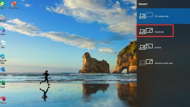 Tổ hợp ph&iacute;m Windows + P > Chọn Duplicate