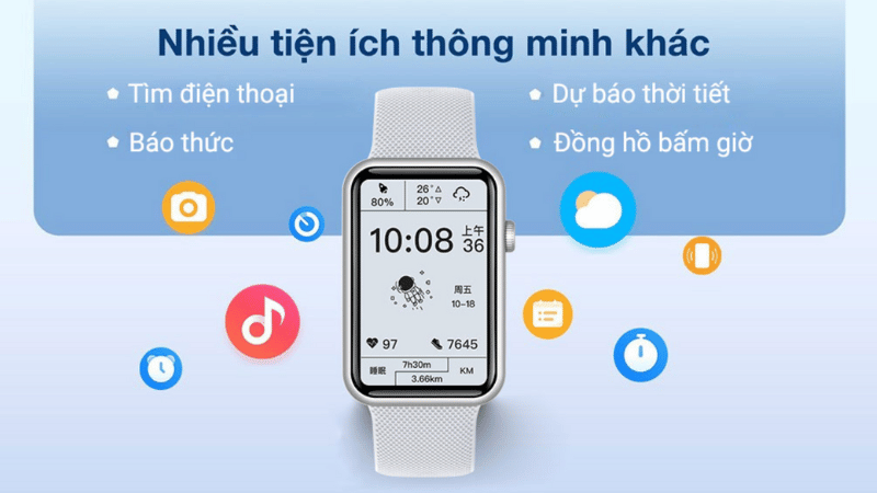 Tiện ích dự báo thời tiết, báo thức, đồng hồ bấm giờ,... được tích hợp sẵn Tiện ích dự báo thời tiết, báo thức, đồng hồ bấm giờ,... được tích hợp sẵn