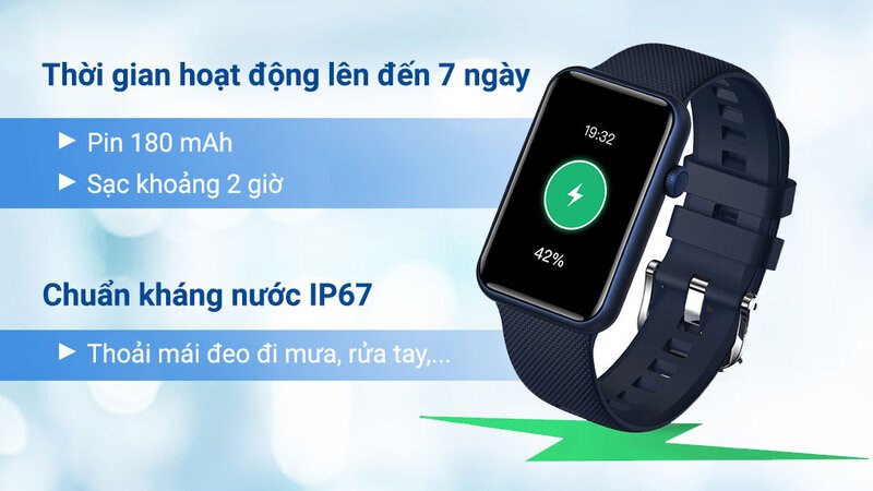 Chuẩn kh&aacute;ng nước IP67 cũng l&agrave; một điểm mạnh lớn của chiếc BeFit WatchFit