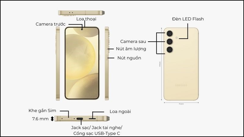 Thiết kế của điện thoại Samsung Galaxy S24