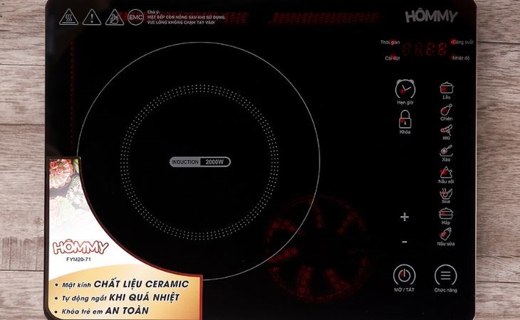 Bếp từ Hommy FYM20-71 có thể tùy chỉnh 10 mức linh hoạt theo món ăn