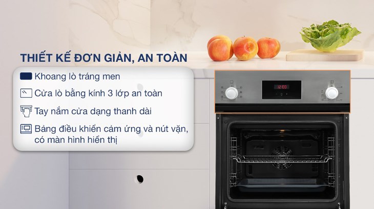Lò nướng âm Bosch HBF113BR0A 66 lít có kiểu dáng âm tủ sang trọng và không chiếm nhiều diện tích