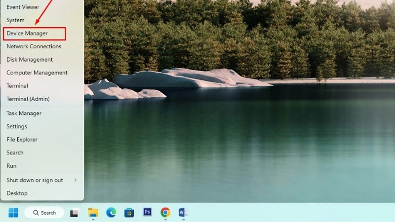 Chọn Star tr&ecirc;n thanh t&aacute;c vụ, sau đ&oacute; chọn Device Manager