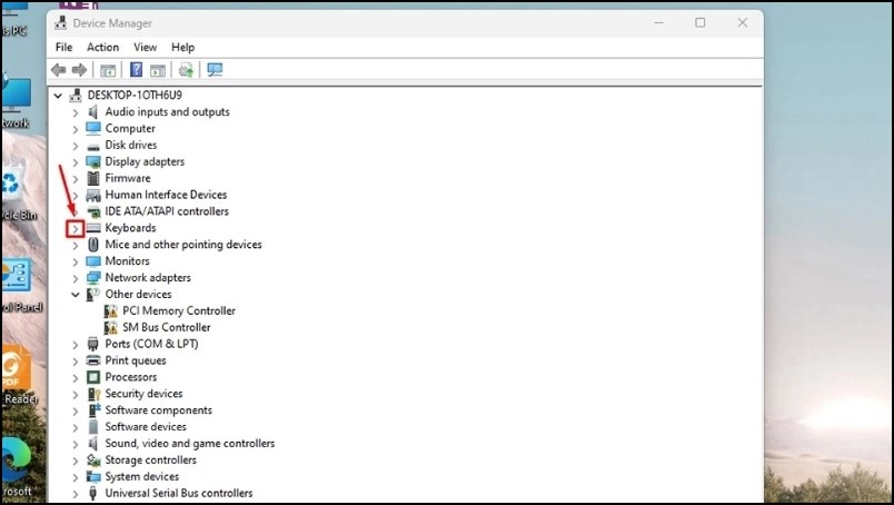 K&eacute;o xuống v&agrave; nhấp v&agrave;o t&ugrave;y chọn Keyboards