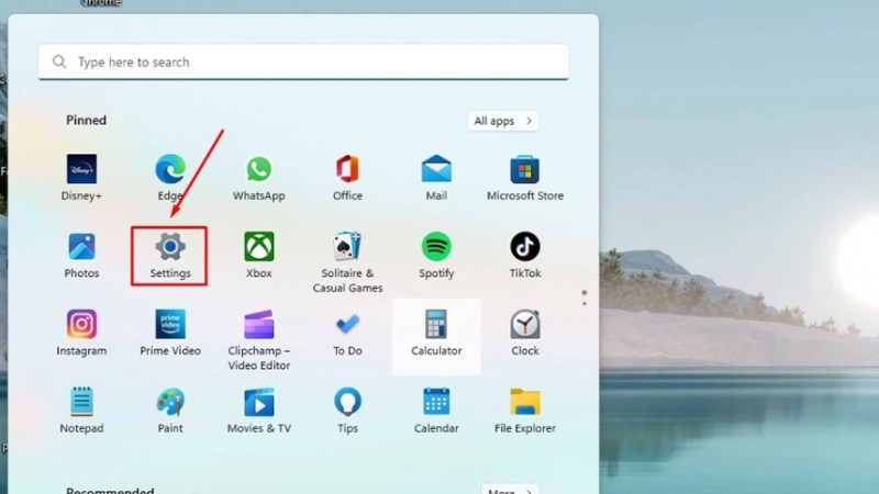 Nhấn v&agrave;o n&uacute;t Star v&agrave; truy cập ứng dụng Setings