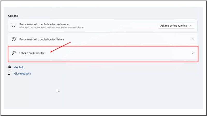 Nhấp v&agrave;o Other Troubleshooters khắc phục sự cố bổ sung 
