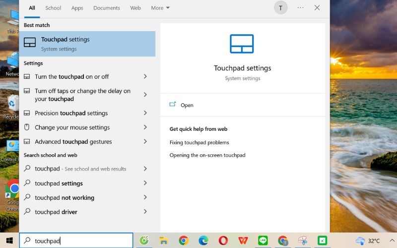 G&otilde; t&igrave;m kiếm touchpad 