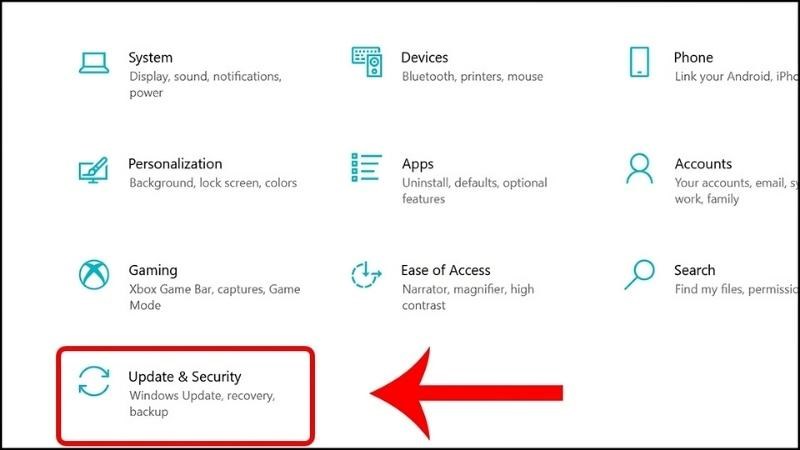 Chọn Updates & Security