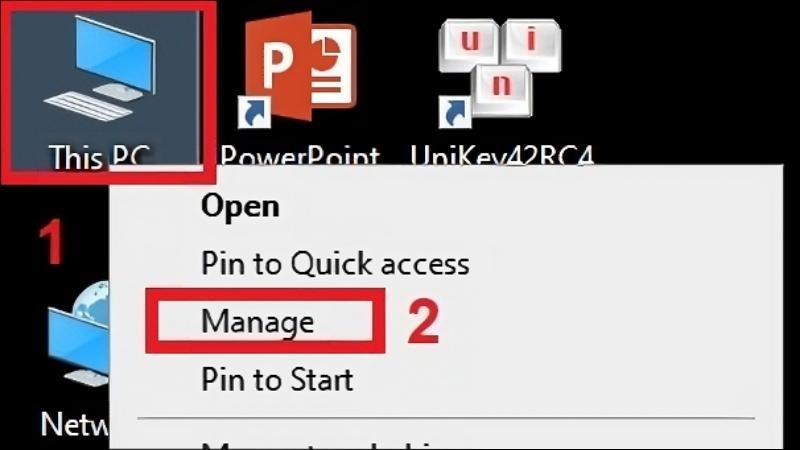 Truy cập v&agrave;o This PC > Chọn Manage