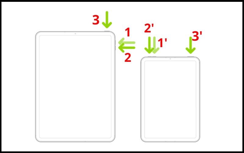 Nhấn và thả nhanh các nút âm lượng và nút nguồn để khởi động lại iPad