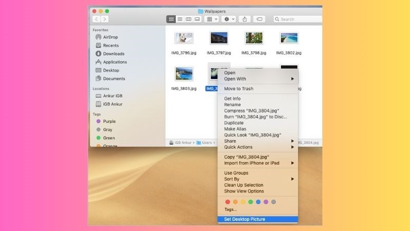 C&aacute;ch đổi h&igrave;nh nền macOS bằng Finder 