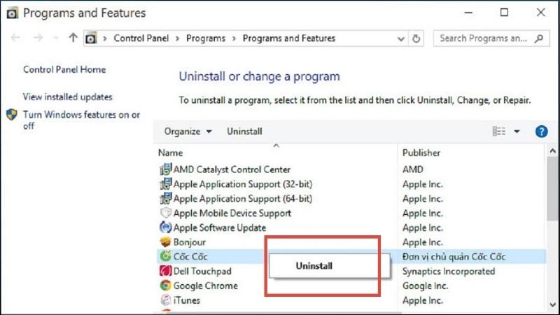 Nhấn v&agrave;o chương tr&igrave;nh cần xo&aacute; > Chọn Uninstall để gỡ bỏ ứng dụng cũng như gỡ bỏ Keylogger