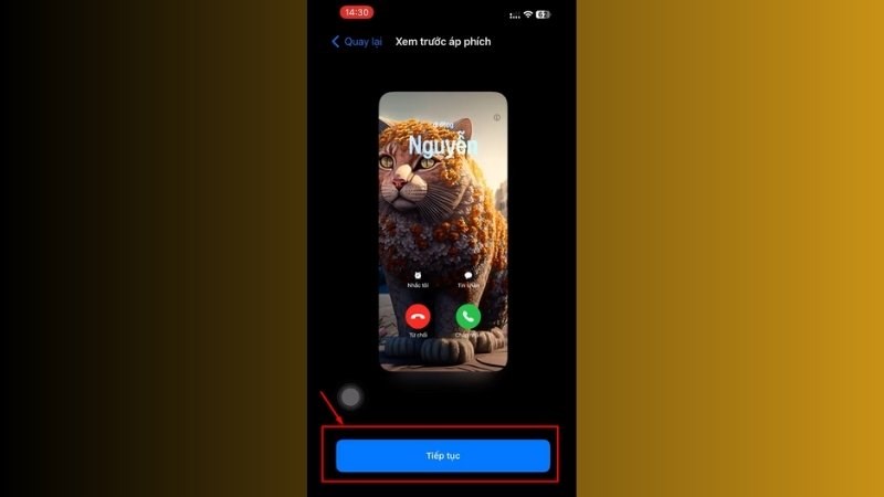 Chọn Tiếp tục để sang bước tiếp theo