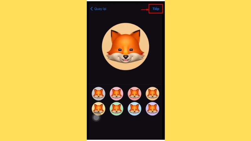 Điều chỉnh m&agrave;u nền v&agrave; chọn Tiếp