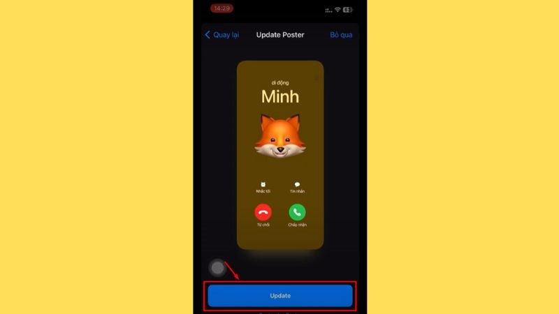 Kiểm tra lại ảnh v&agrave; chọn Update