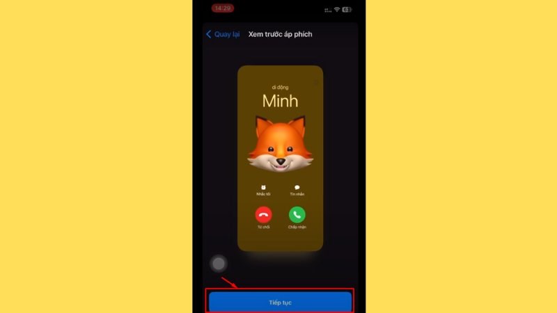 Chọn n&uacute;t Tiếp tục để kết th&uacute;c