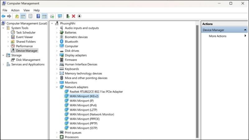 Thực hiện c&aacute;c bước như phần Kiểm tra th&ocirc;ng qua Device Manager ở mục 2