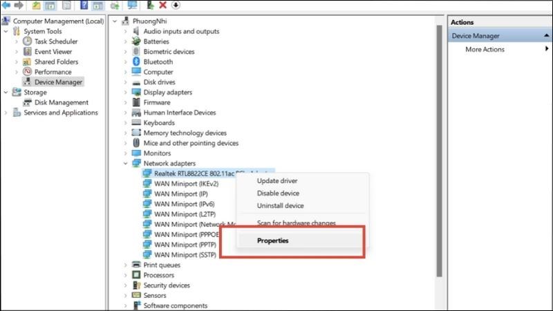 Nhấn chuột tr&aacute;i v&agrave;o mục c&oacute; mũi t&ecirc;n m&agrave;u xanh > Chọn Properties 