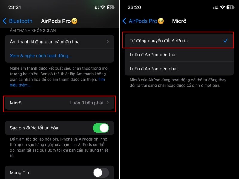 T&ugrave;y chọn micro tự động