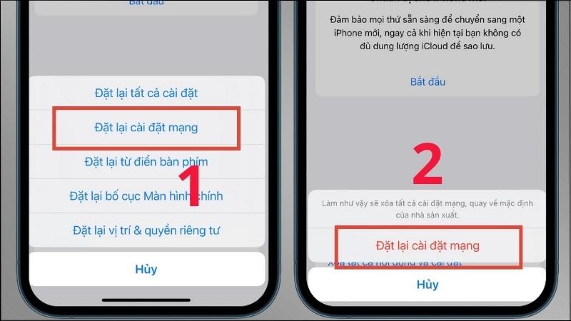 Chọn Đặt lại c&agrave;i đặt mạng > Chọn tiếp Đặt lại c&agrave;i đặt mạng