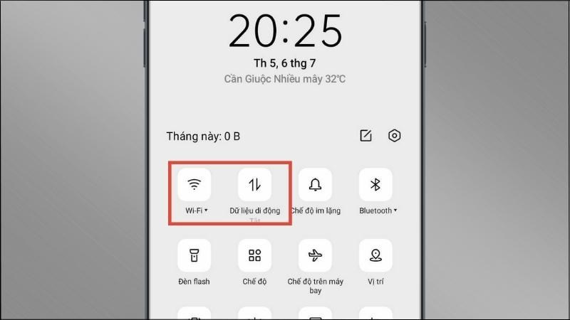 Tắt kết nối Wifi và dữ liệu di động 3G/4G/5G